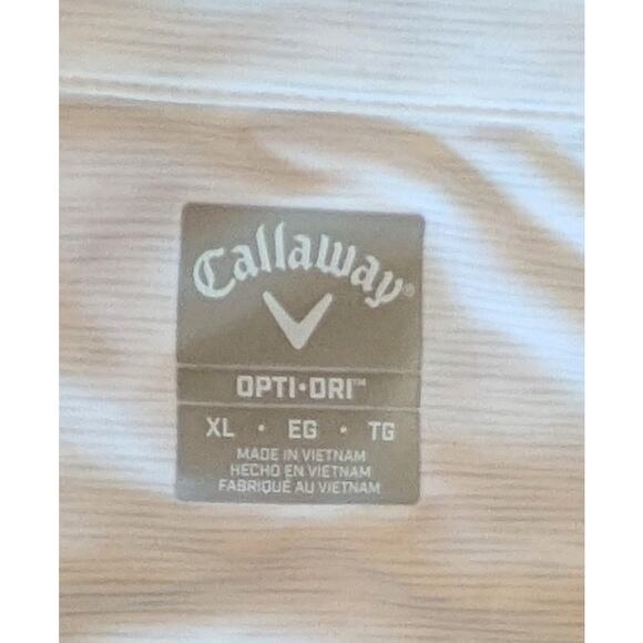 Callaway Mens Golf Polo Shirt XL White Thin Stripe Opti-Dri Wicking Ventilated - Picture 8 of 9